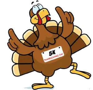 Thanksgiving Turkey Runner Cartoon PNG Image