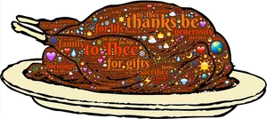 Thanksgiving Turkey Word Art PNG Image