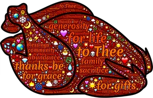 Thanksgiving Turkey Word Art PNG Image