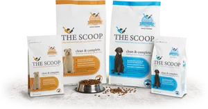 The Scoop Dog Food Product Lineup PNG Image