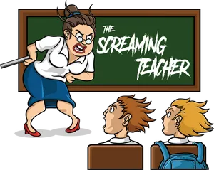 The Screaming Teacher Cartoon PNG Image