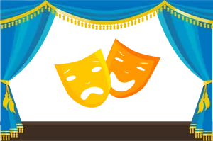 Theater Masks Curtain Stage PNG Image
