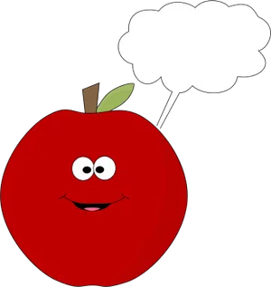 Thinking Apple Cartoon Character PNG Image