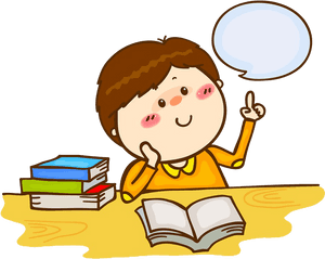 Thinking Child Cartoon Illustration PNG image with transparent background