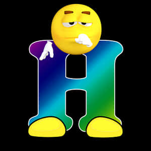 Thinking Emoji Letter H PNG image with transparent background