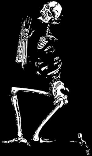 Thinking Skeleton Artwork PNG image with transparent background