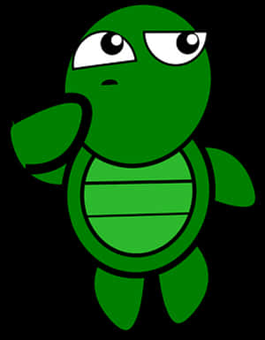 Thinking Turtle Cartoon PNG image with transparent background