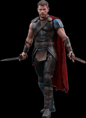 Thor Armored Warrior Stance PNG image with transparent background