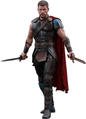 Thor Armored Warrior Stance PNG Image