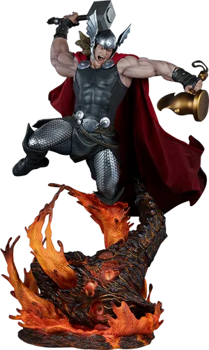 Thor Battle Cry Statue PNG Image