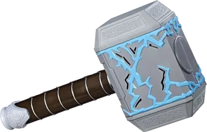 Thor Hammer Lightning Design PNG Image