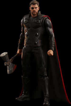 Thor_with_ Mjolnir_ Full_ Body_ Portrait PNG image with transparent background