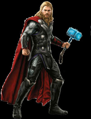 Thor_with_ Mjolnir_ Illustration PNG image with transparent background