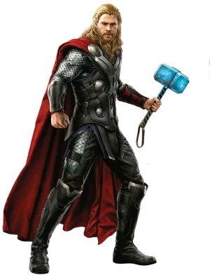 Thor_with_ Mjolnir_ Illustration PNG Image