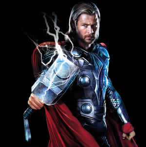 Thor_with_ Mjolnir_ Lightning PNG image with transparent background