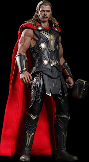 Thor_with_ Mjolnir_ Full_ Body_ Render PNG image with transparent background