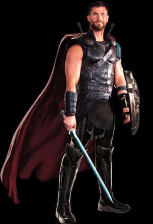 Thor_with_ Stormbreaker_and_ Shield PNG image with transparent background