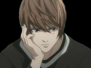 Thoughtful Anime Character Light Yagami PNG image with transparent background