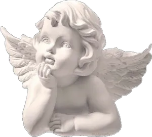 Thoughtful Cherub Statue PNG Image