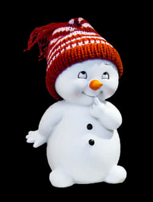 Thoughtful Snowmanwith Knitted Hat PNG image with transparent background