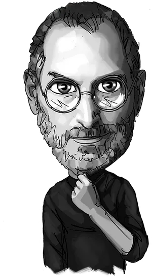 Thoughtful Tech Visionary Caricature PNG Image