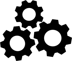 Three Black Gears Graphic PNG Image