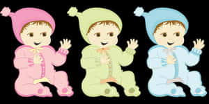 Three Cartoon Babiesin Colorful Outfits PNG image with transparent background