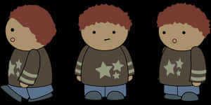 Three Cartoon Characters Standing Side By Side PNG image with transparent background