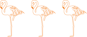 Three Flamingos Orange Silhouette PNG Image