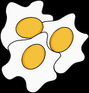 Three Fried Eggs Illustration PNG with transparent background