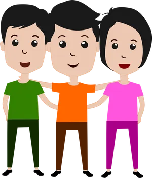 Three Friends Together Cartoon PNG Image