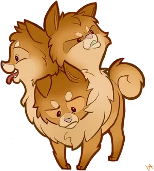 Three Headed Cartoon Dog Illustration PNG Image