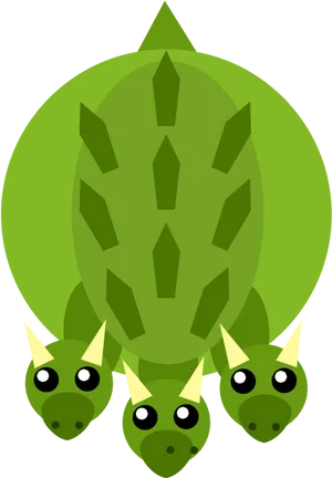 Three Headed Turtle Cartoon Illustration PNG Image