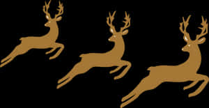 Three Leaping Reindeer Silhouettes PNG image with transparent background