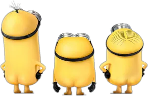 Three Minions Back View PNG Image