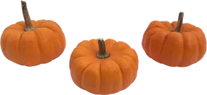 Three Orange Pumpkins Transparent Background PNG Image