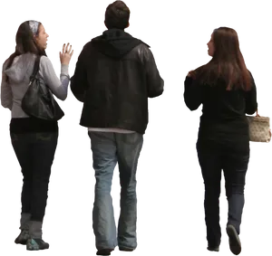 Three People Walking Away PNG Image