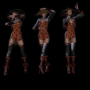 Three Poses Asian Themed Character PNG image with transparent background