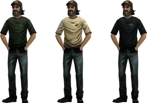 Three Poses Man Standing PNG Image