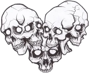 Three Skulls Artwork PNG Image