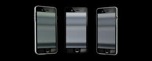 Three Smartphones Black Background PNG with transparent background
