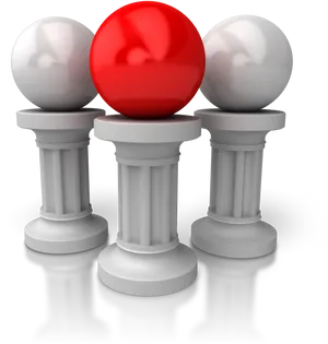 Three Sphereson Pillars Concept PNG Image