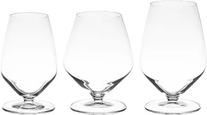 Three Stemmed Wine Glasses Isolated PNG Image