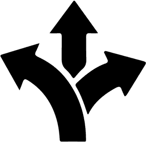 Three Way Direction Arrows PNG image with transparent background