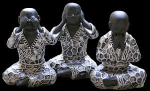 Three Wise Monkeys Buddha Statues PNG image with transparent background