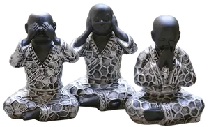 Three Wise Monkeys Buddha Statues PNG Image