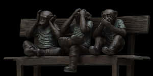 Three Wise Monkeys Sculpture PNG image with transparent background