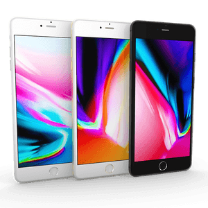 Threei Phone Models Displaying Colorful Wallpapers PNG image with transparent background