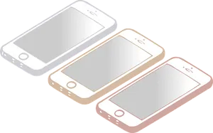 Threei Phones Color Variants PNG Image