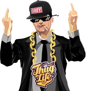 Thug Life Styled Character Illustration PNG Image